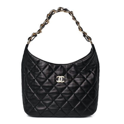 Chanel Lambskin Quilted Large CC Funky Town Hobo Black 1 of 11