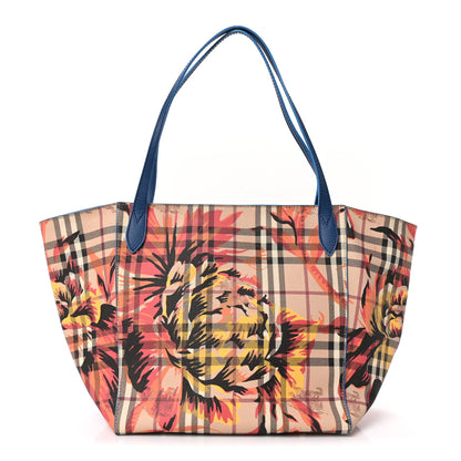 Burberry Haymarket Check Floral Print Small Canterbury Tote Mineral Blue Burnt Orange 1 of 10