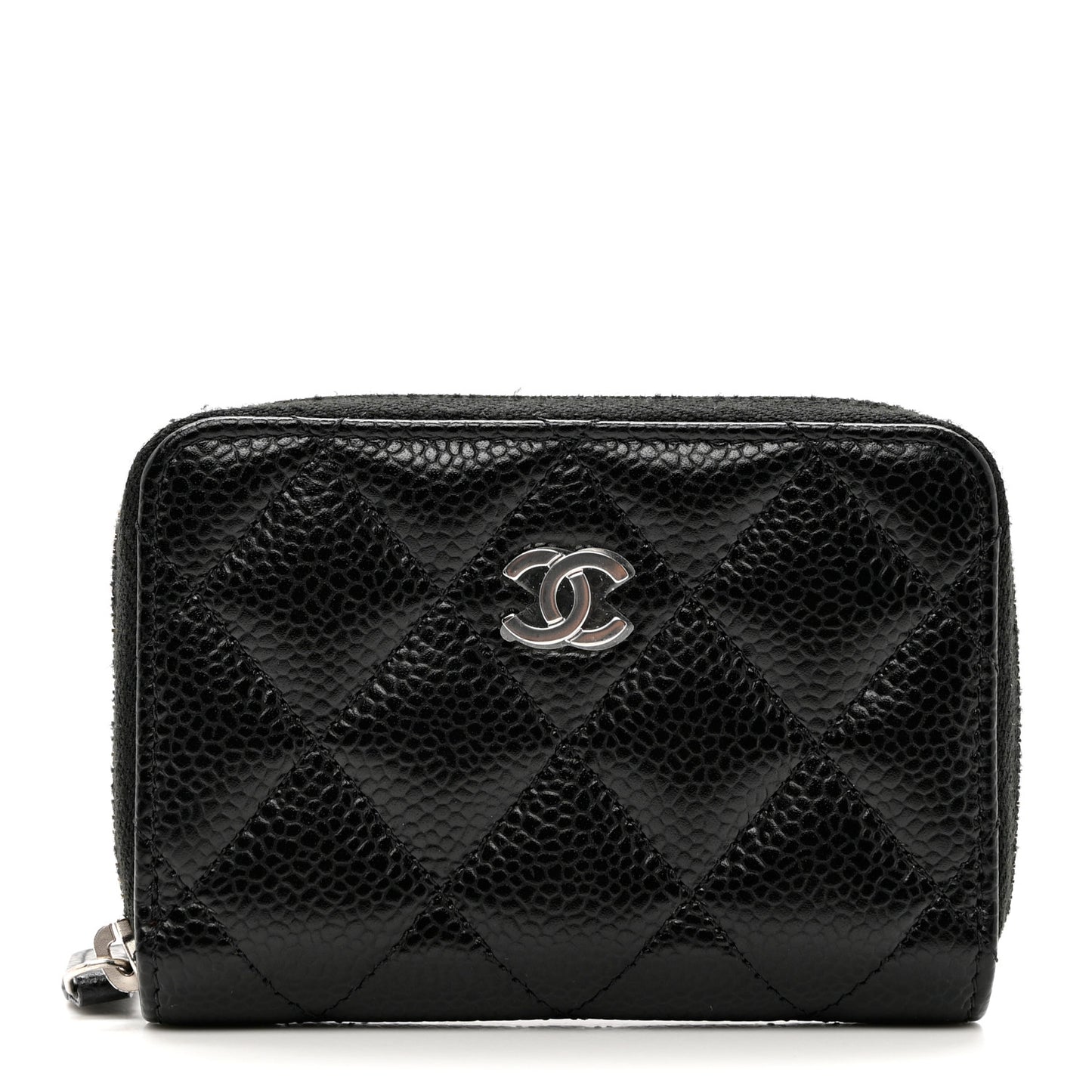 Caviar Quilted Zip Coin Purse Black