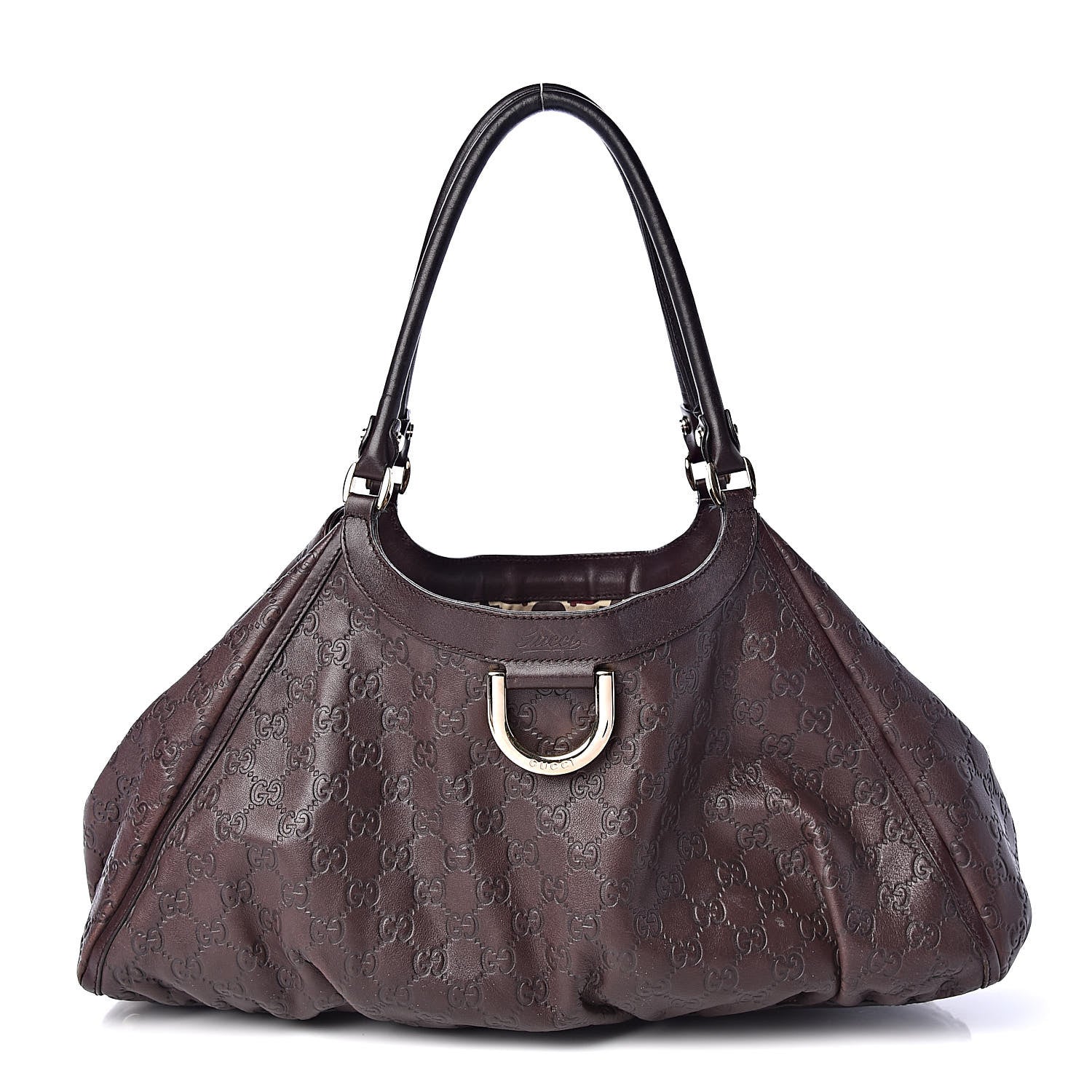 Gucci Guccissima Large D Gold Ring Shoulder Bag Chocolate 1 of 13