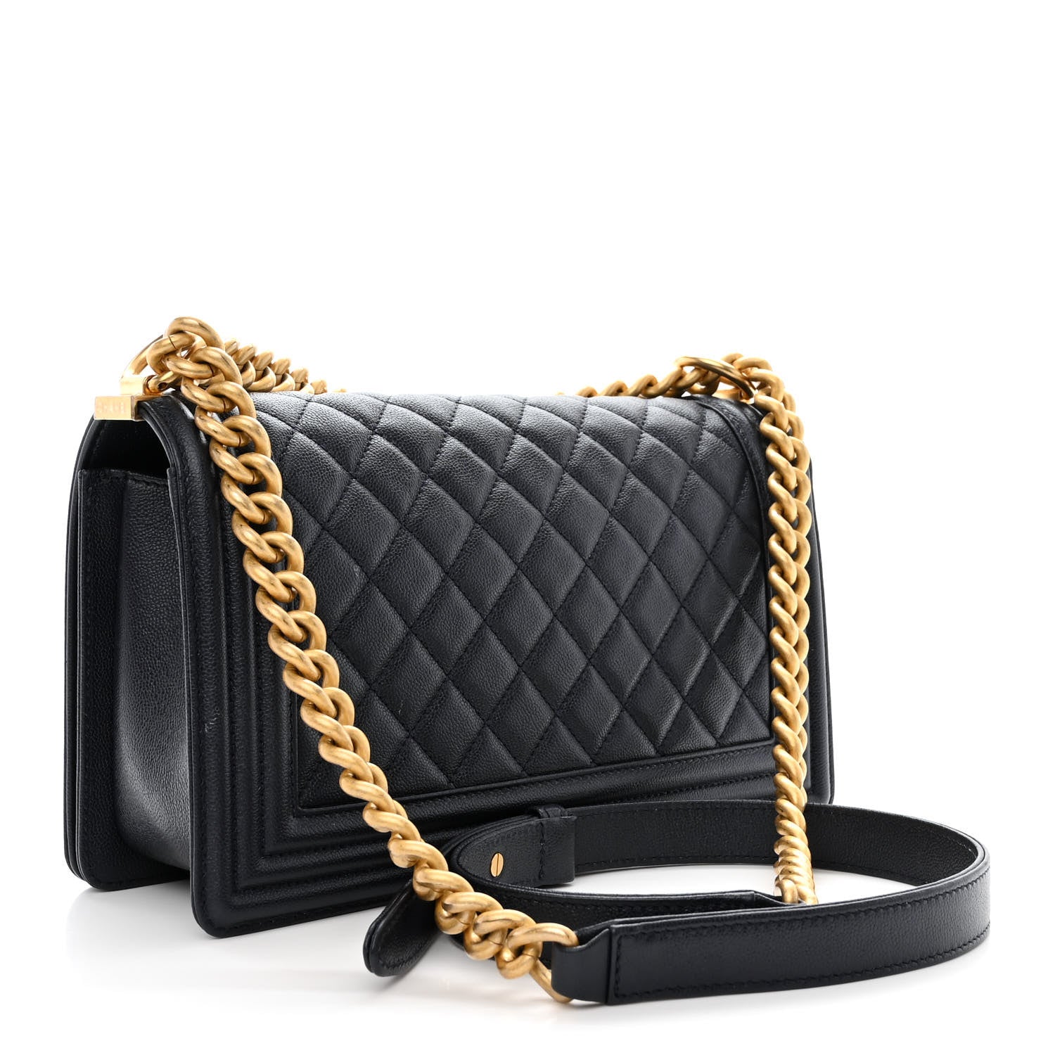 Chanel Caviar Quilted Medium Boy Flap Dark Navy Blue 3 of 12