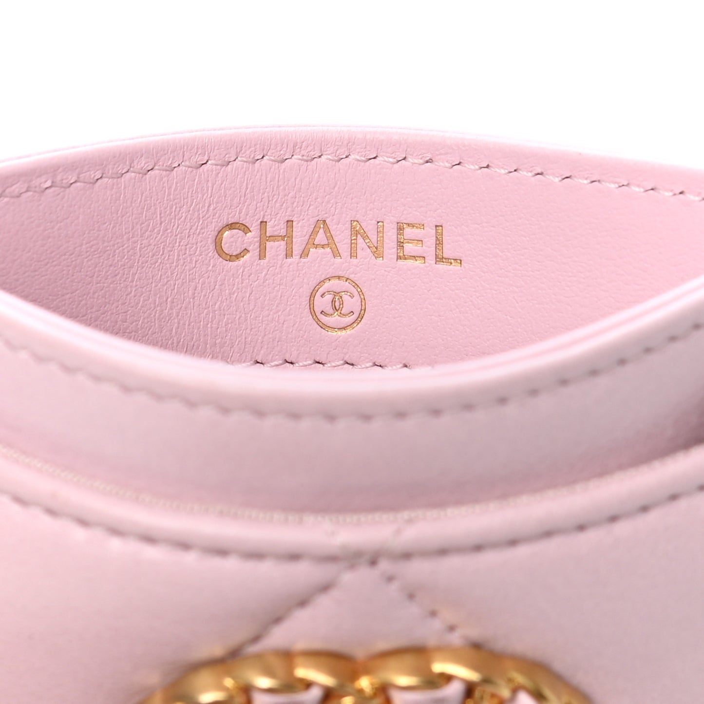 Lambskin Quilted Chanel 19 Card Holder Light Pink