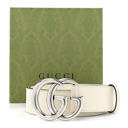 Gucci Plutone Calfskin Palladium Double G 40mm Belt 80/32 Mystic White 6 of 6