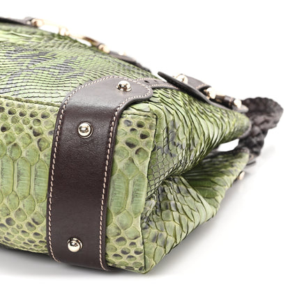 Gucci Snakeskin Medium Pelham Tote Green Brown 11 of 12