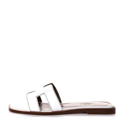 Hermes Box Calfskin Oran Sandals 36.5 White 1 of 9