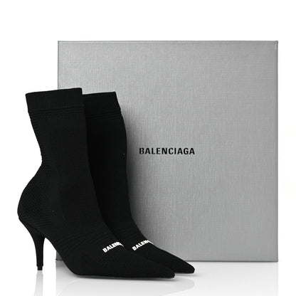 Balenciaga Textured Recycled Knit Logo Extreme Pointed Toe Knife 2.0 Booties 36 Black 10 of 10