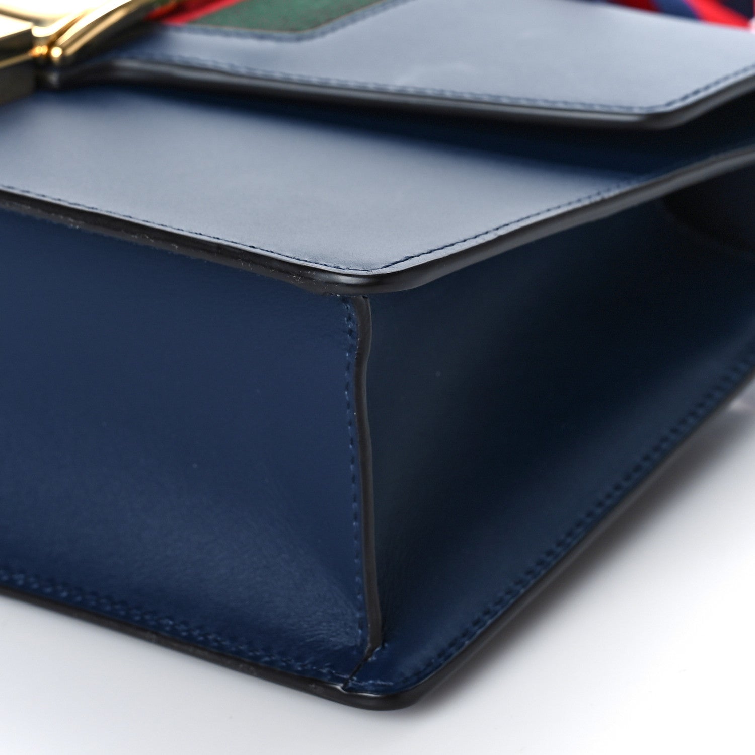Gucci Vitello Fontanella Web Small Sylvie Shoulder Bag Blue Agata 8 of 8