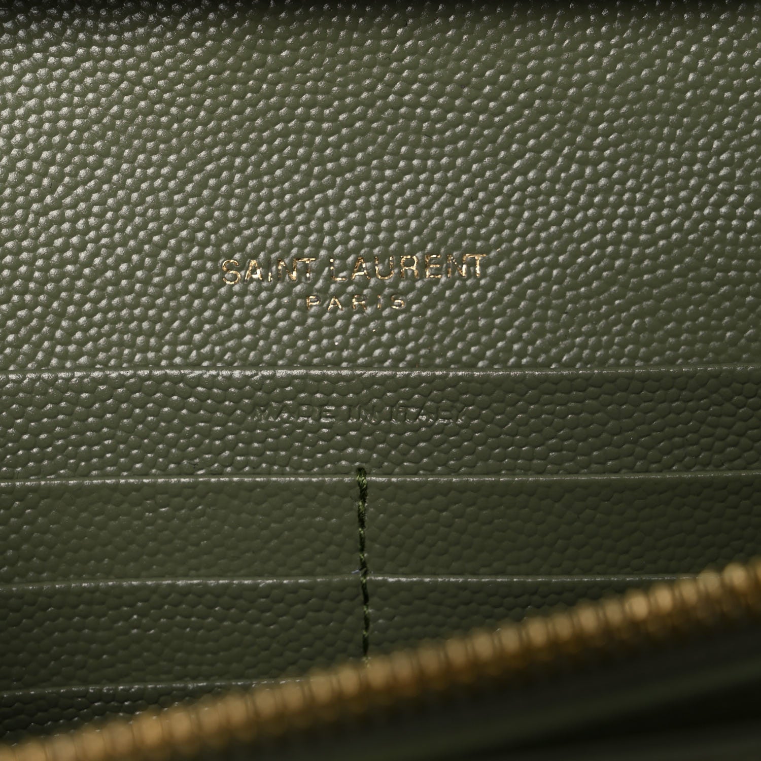 Saint Laurent Grain De Poudre Matelasse Chevron Monogram Chain Wallet Pistachio 7 of 9