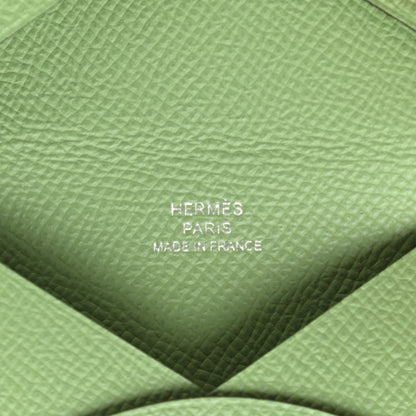 Hermes Epsom Calvi Card Case Vert Criquet 6 of 8