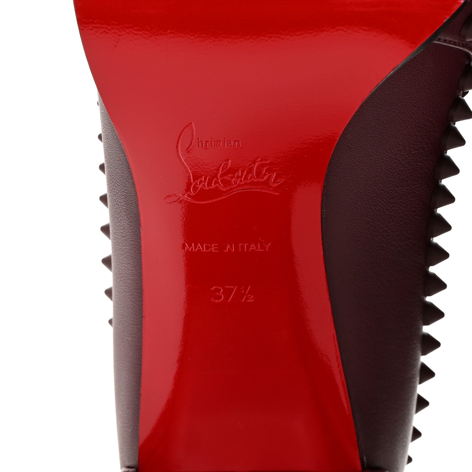 Christian Louboutin Calfskin Out Line Spike Lug 70 Boots 37.5 Bordeaux 7 of 8