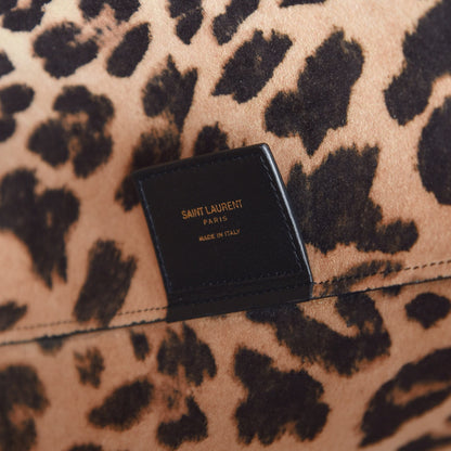 Saint Laurent Calfskin Large Leopard Print Shopping Tote Black 7 of 14
