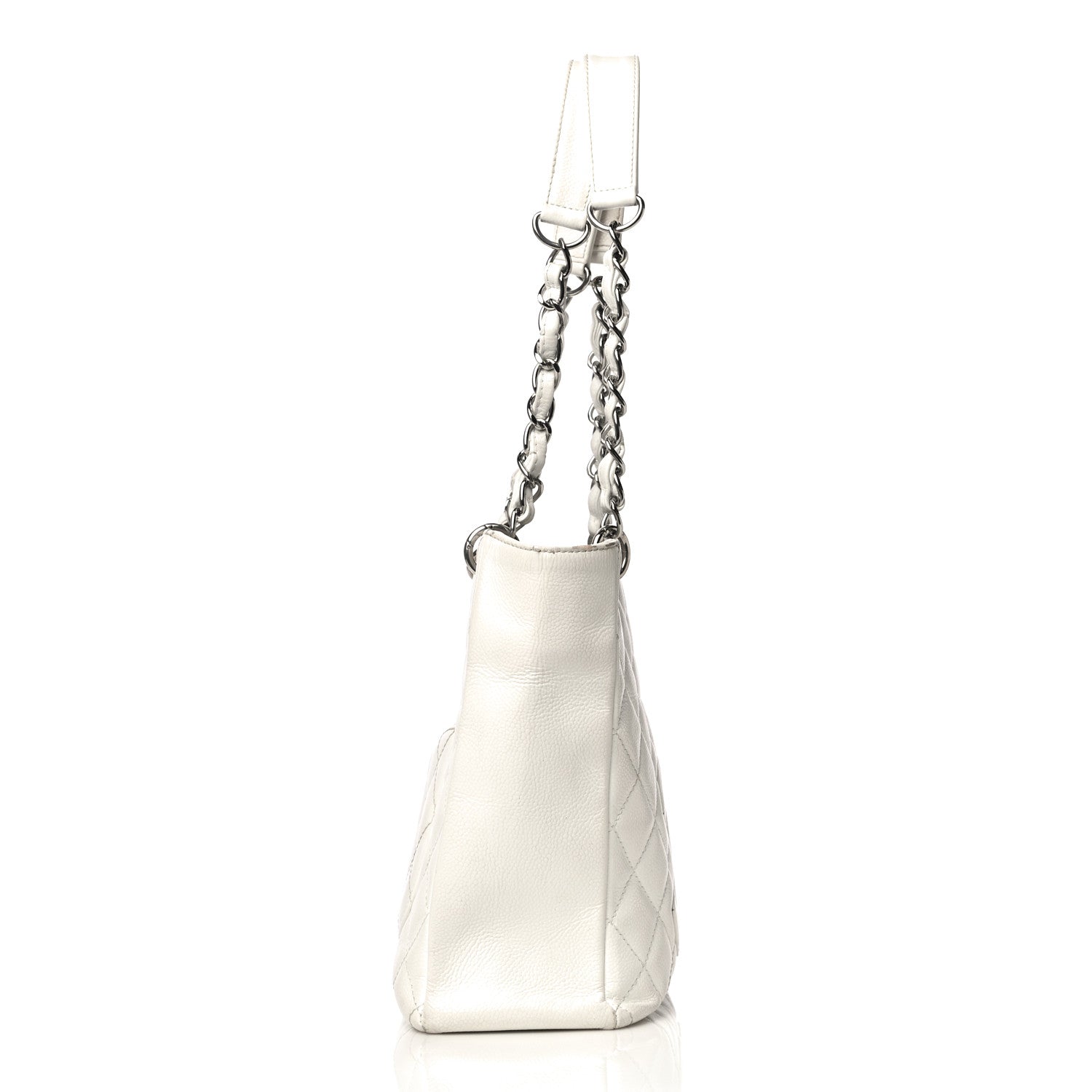 Chanel Caviar Quilted Petit Shopping Tote PST White 13 of 38