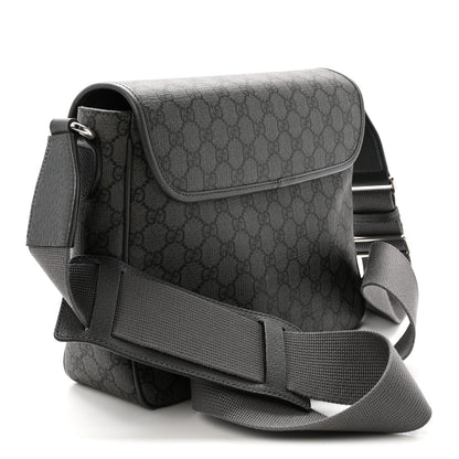 Gucci Tender GG Supreme Monogram Textured Dollar Calfskin Ophidia Messenger Bag Grey Black Graphite Grey 3 of 10