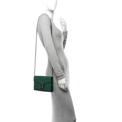 Gucci Calfskin Mini Dionysus Chain Wallet Emerald 2 of 12