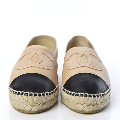 Chanel Lambskin CC Espadrilles 38 Beige Black 3 of 11