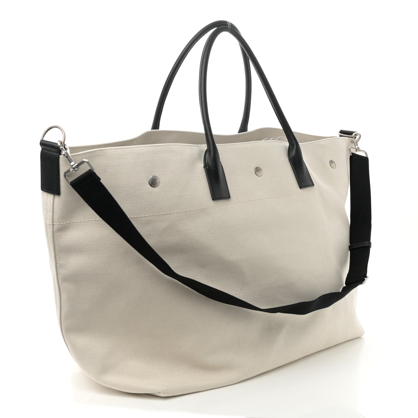 Linen Calfskin Rive Gauche Maxi Tote Grege et Noir