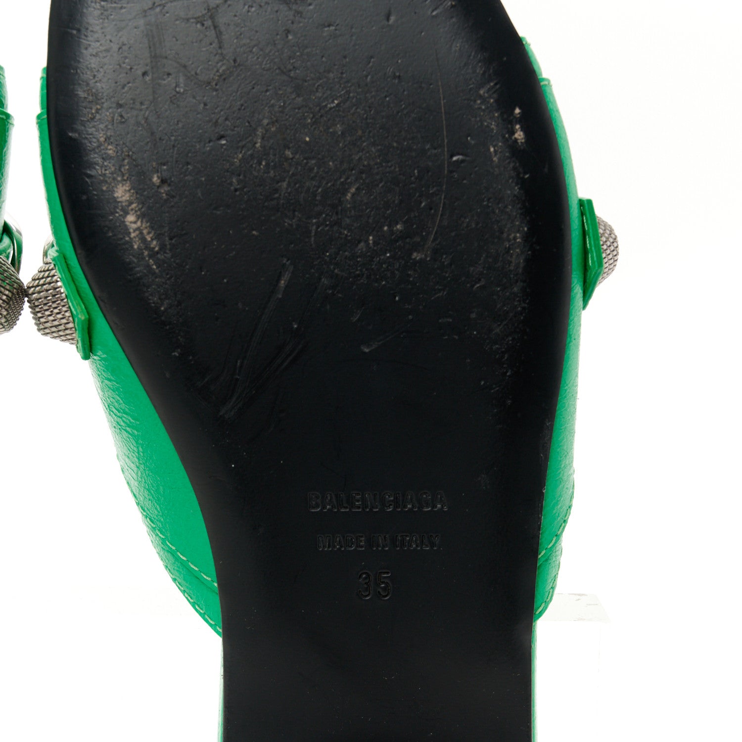 Balenciaga Agneau Arena Cagole Flat Slide Sandals 35 Vivid Green 11 of 11