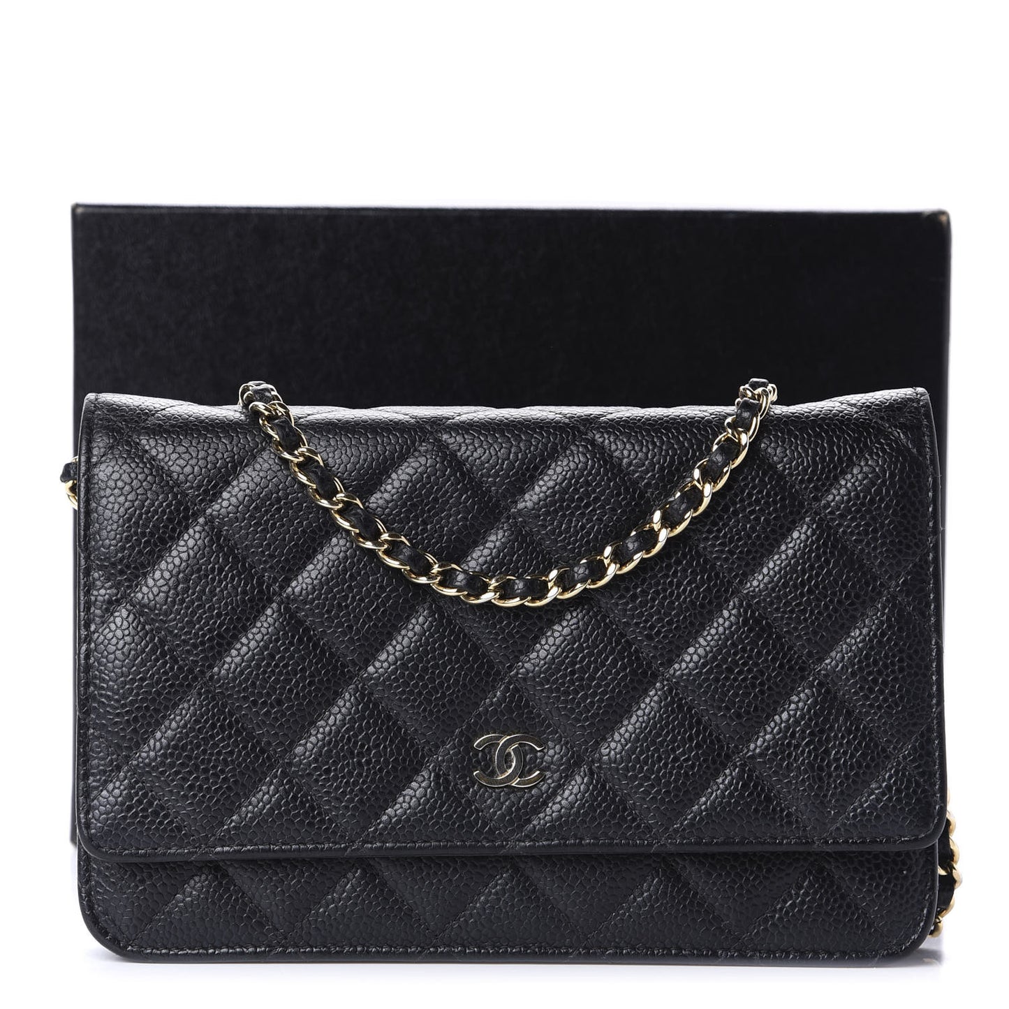 Caviar Quilted Wallet On Chain WOC Black