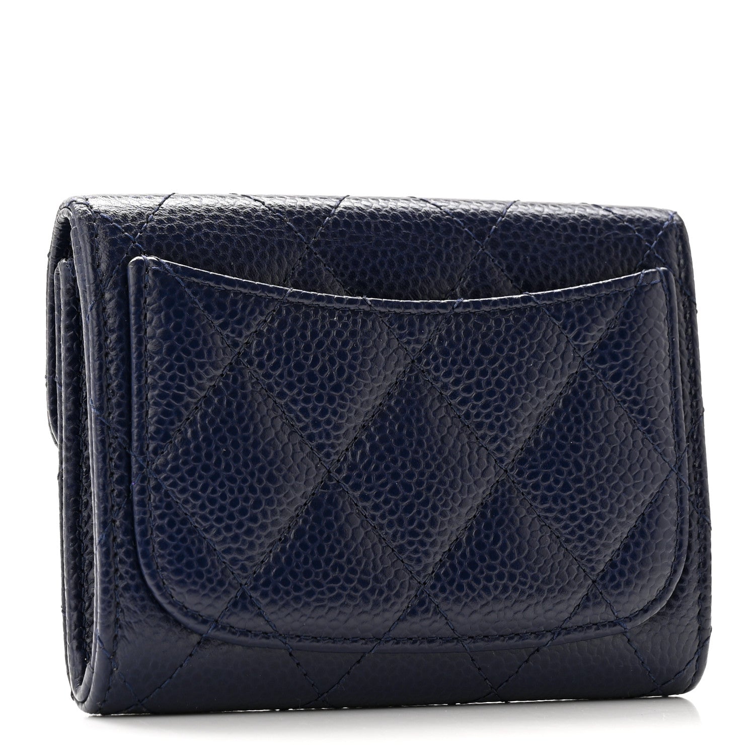 Chanel Caviar Quilted Flap Card Holder Wallet Navy 3 of 11