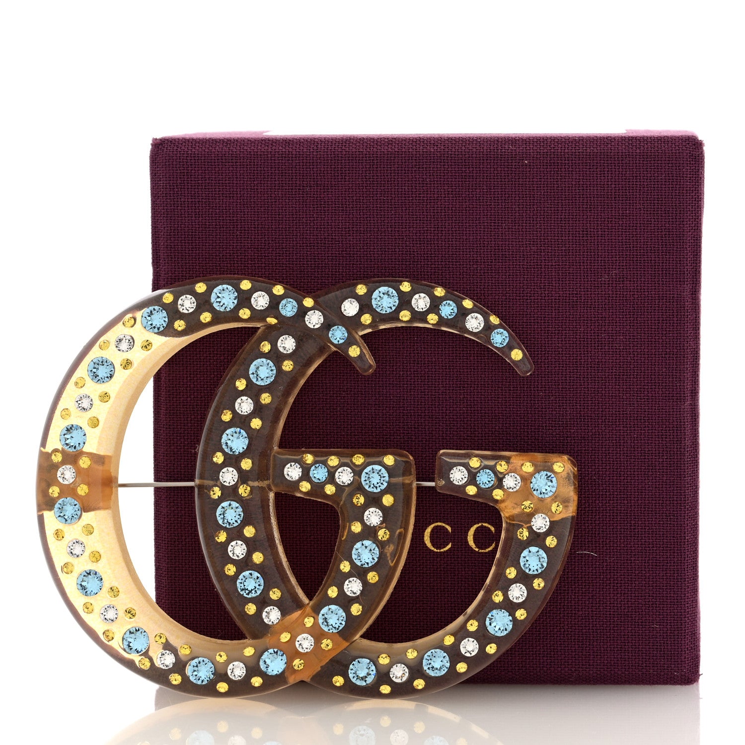 Gucci Resin Crystal GG Brooch Gold 4 of 4