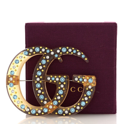 Gucci Resin Crystal GG Brooch Gold 4 of 4
