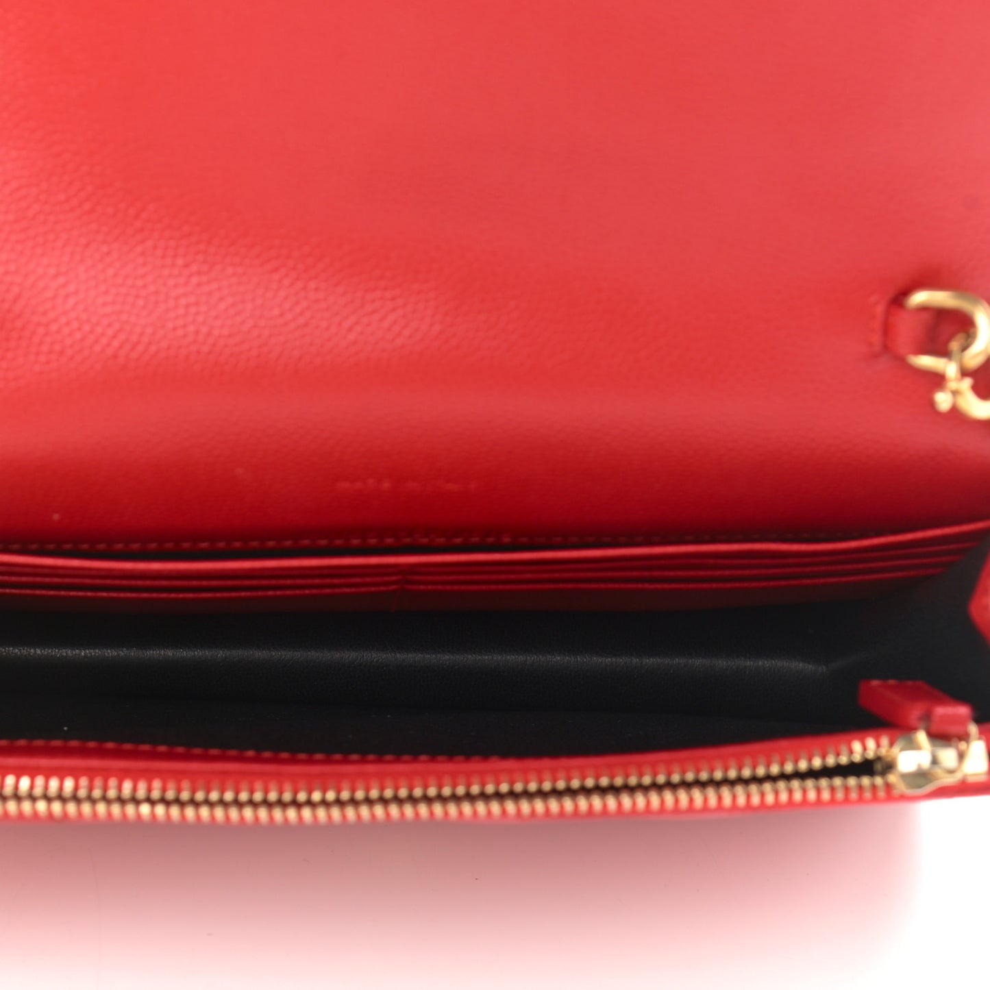 Grain De Poudre Matelasse Chevron Monogram Envelope Chain Wallet New Red