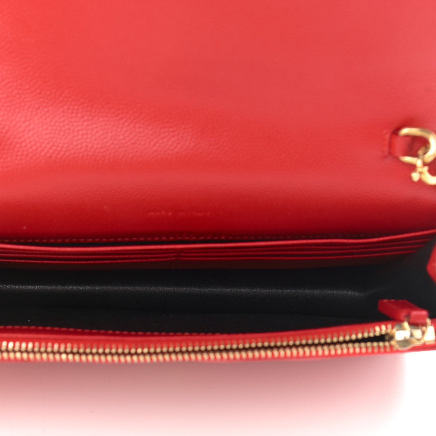 Saint Laurent Grain De Poudre Matelasse Chevron Monogram Envelope Chain Wallet New Red 5 of 16