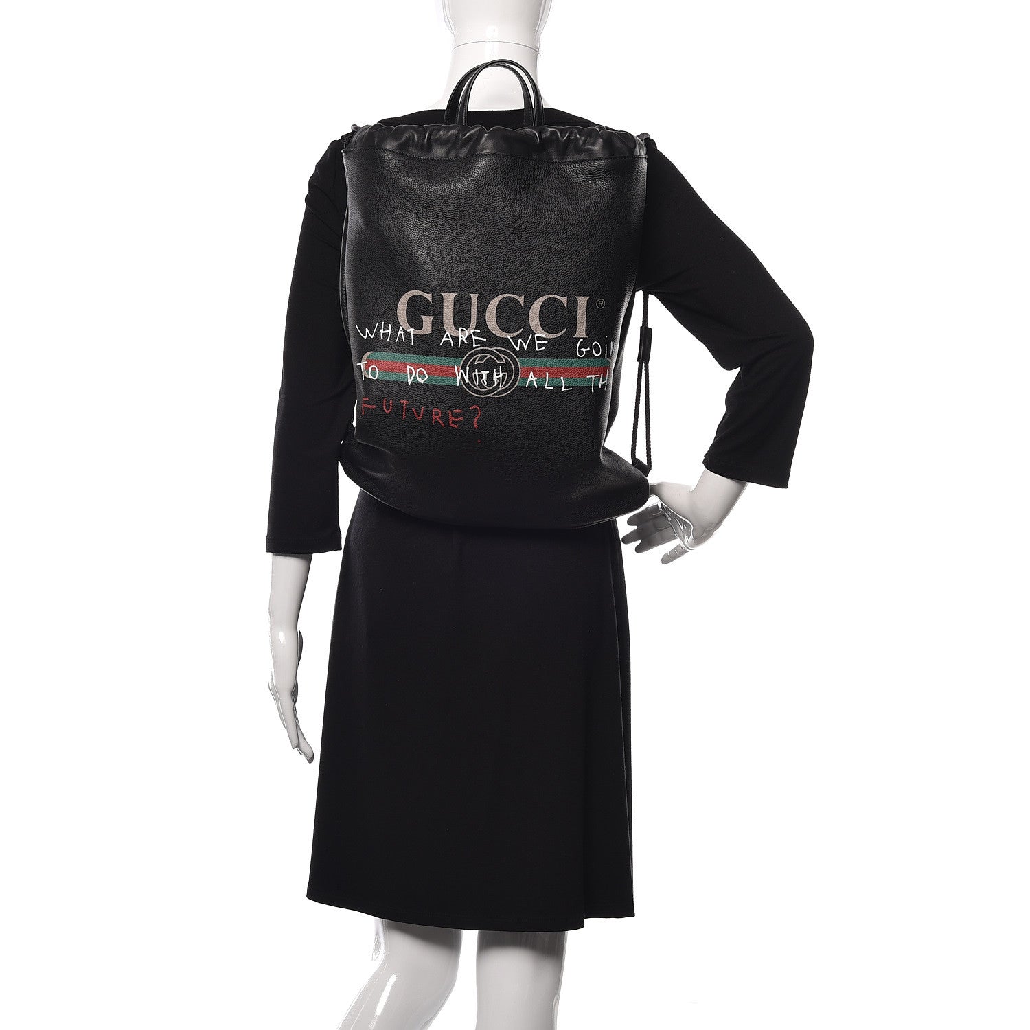Gucci Calfskin Coco Capitan Logo Drawstring Backpack Black 2 of 9