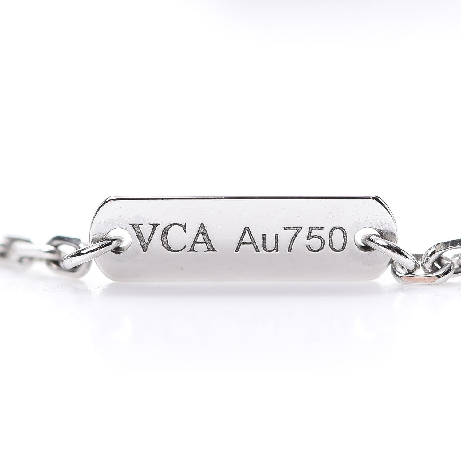 Van Cleef & Arpels 18K White Gold Diamond Guilloche Vintage Alhambra Pendant Necklace 5 of 7