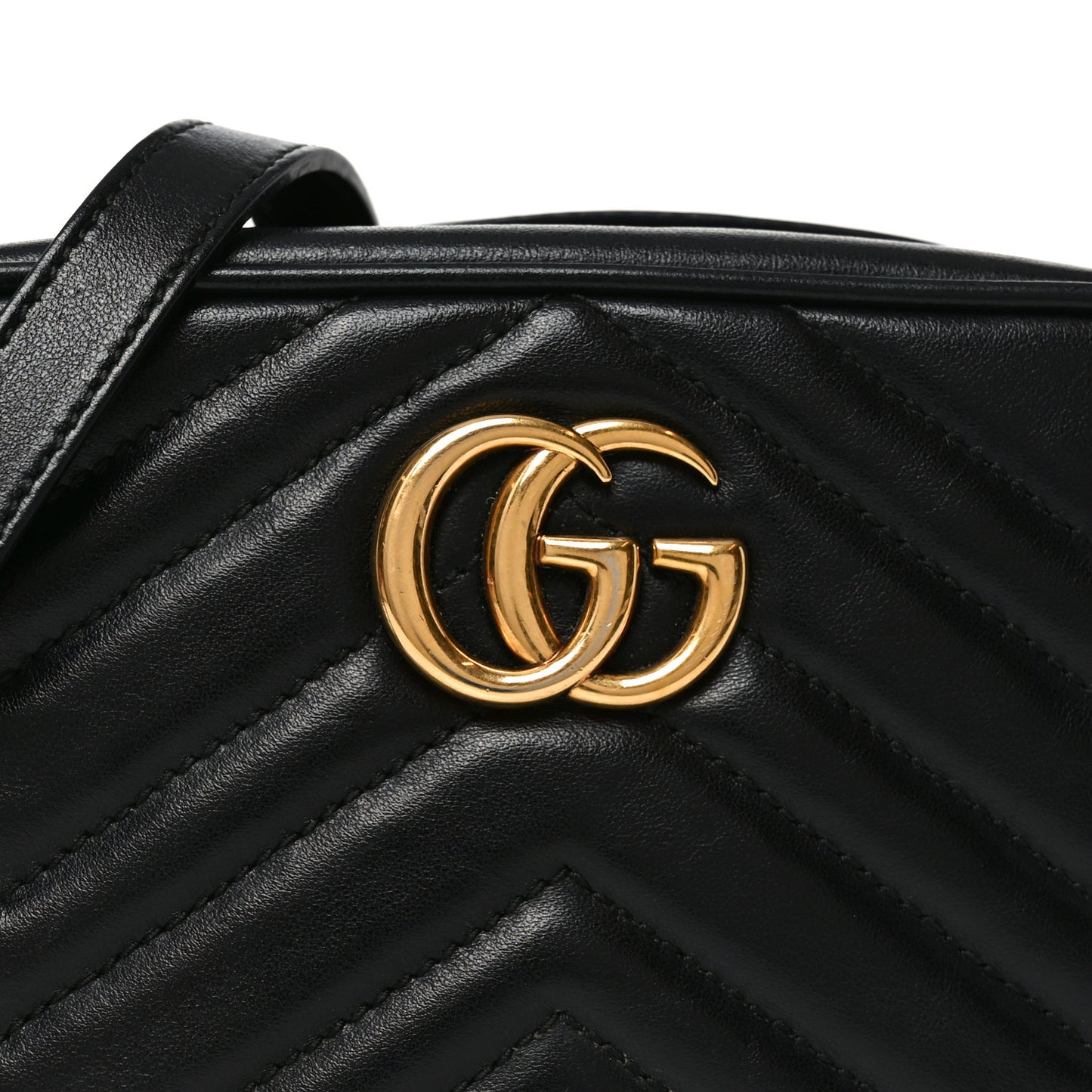 Calfskin Matelasse Mini GG Marmont Chain Shoulder Bag Black