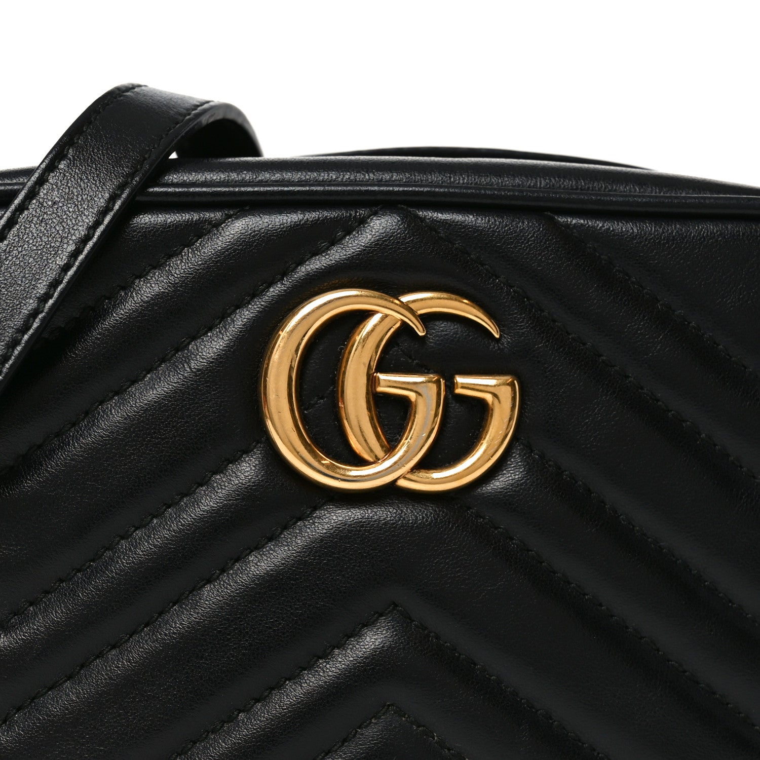 Gucci Calfskin Matelasse Mini GG Marmont Chain Shoulder Bag Black 7 of 9