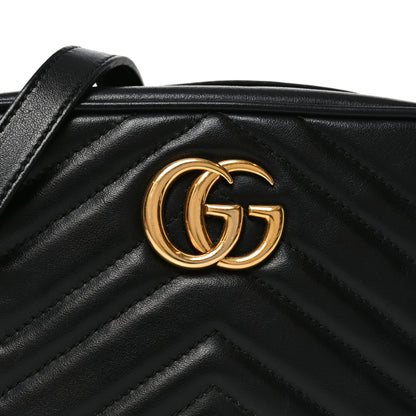 Gucci Calfskin Matelasse Mini GG Marmont Chain Shoulder Bag Black 7 of 9