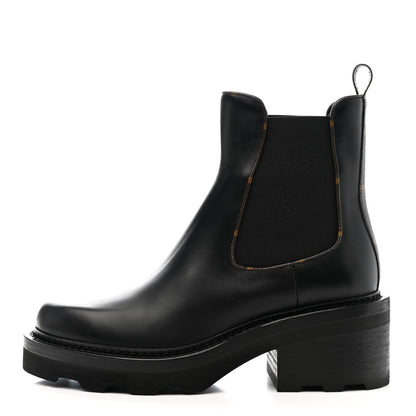 Louis Vuitton Calfskin Monogram Beaubourg Ankle Boots 38 Black 1 of 9