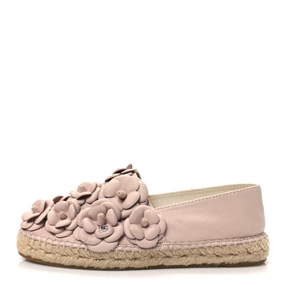 Chanel Lambskin Camellia CC Espadrilles 37 Pink 1 of 8