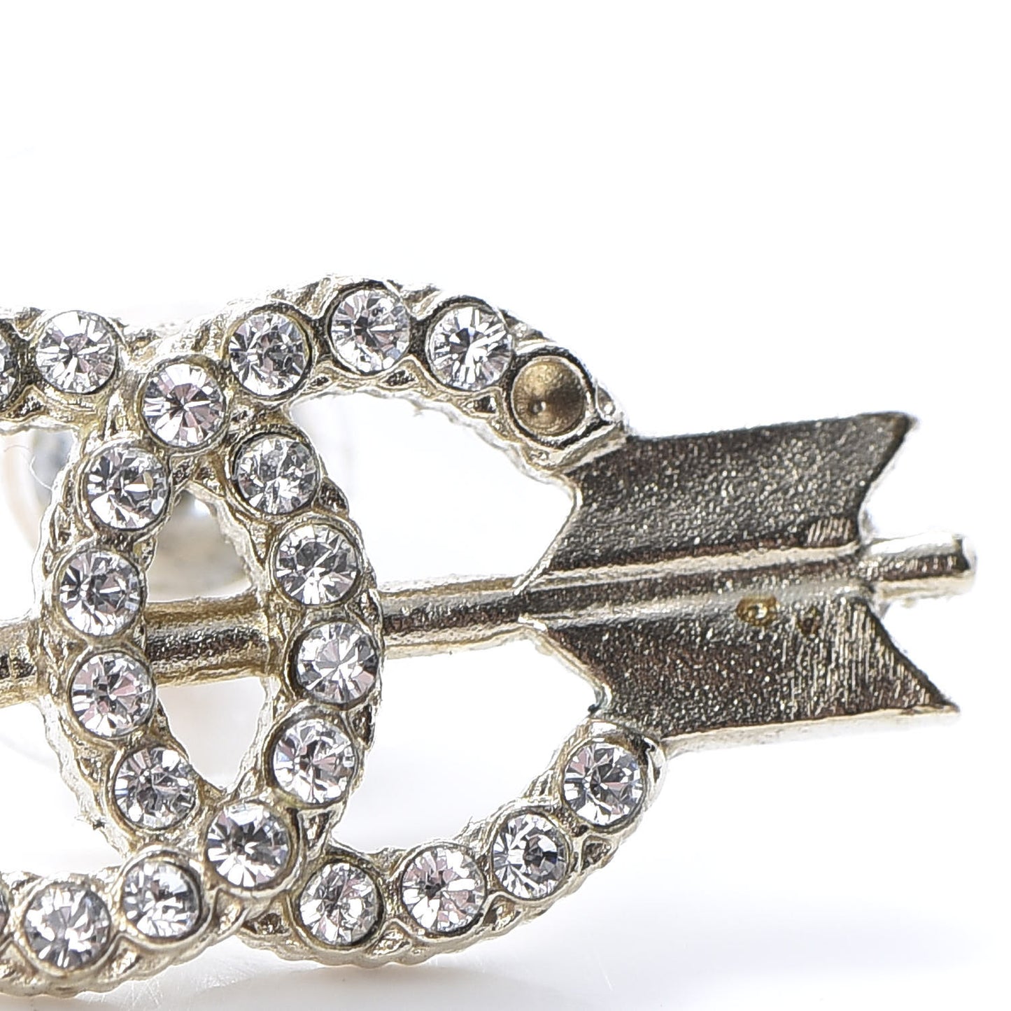 Metal Crystal CC Arrow Earrings Gold