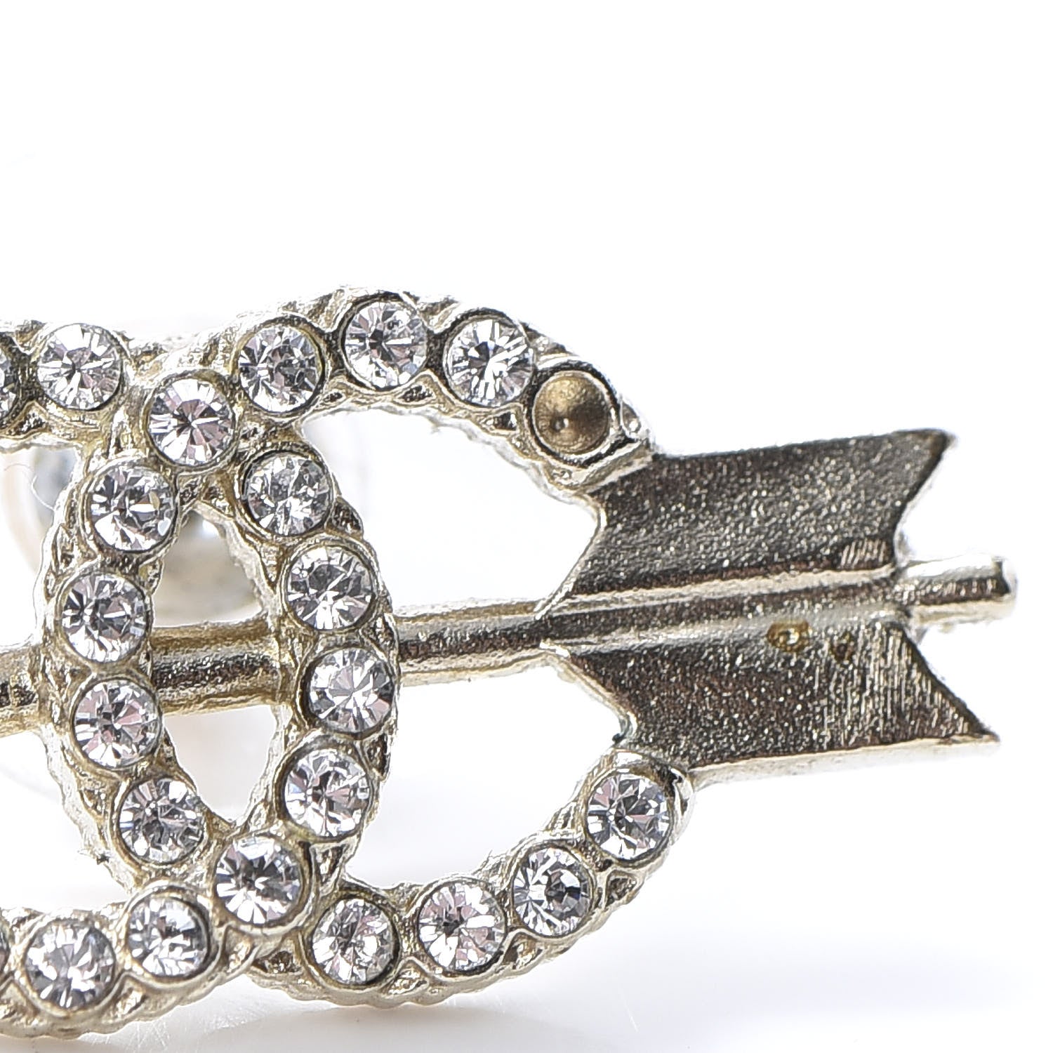 Chanel Metal Crystal CC Arrow Earrings Gold 6 of 8