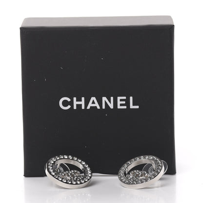 Chanel Crystal CC Round Earrings Silver 6 of 6
