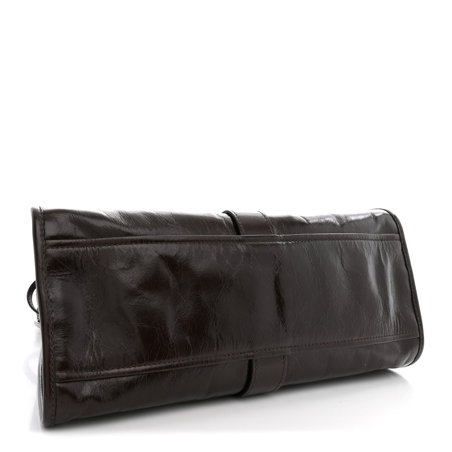 Glossy Calfskin Medium Tote Bag Dark Brown