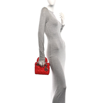 Christian Dior Lambskin Cannage Mini Lady Dior Red 2 of 11