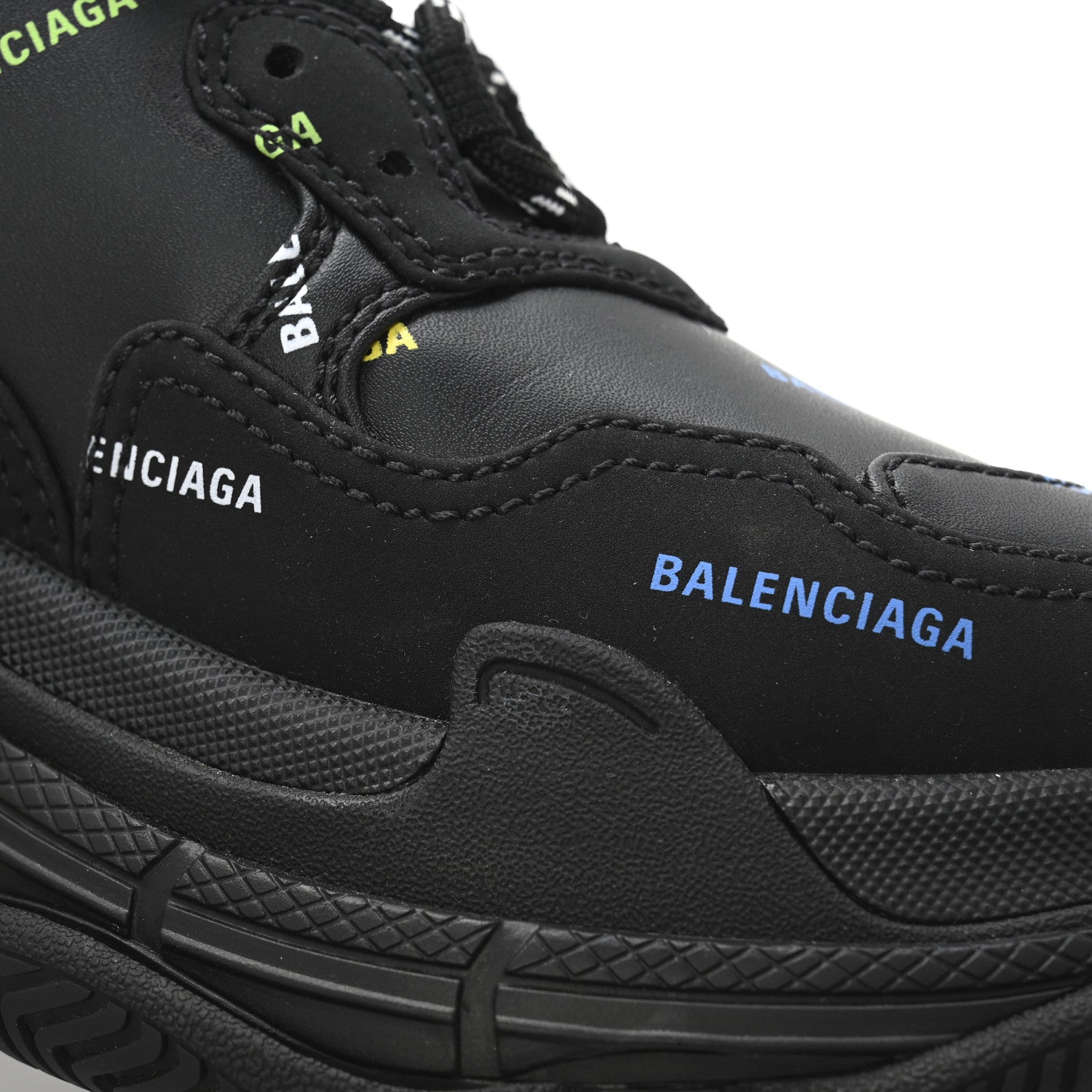 Balenciaga Technical Fabric Allover Logo Womens Triple S Sneakers 39 Black Multicolor 9 of 9