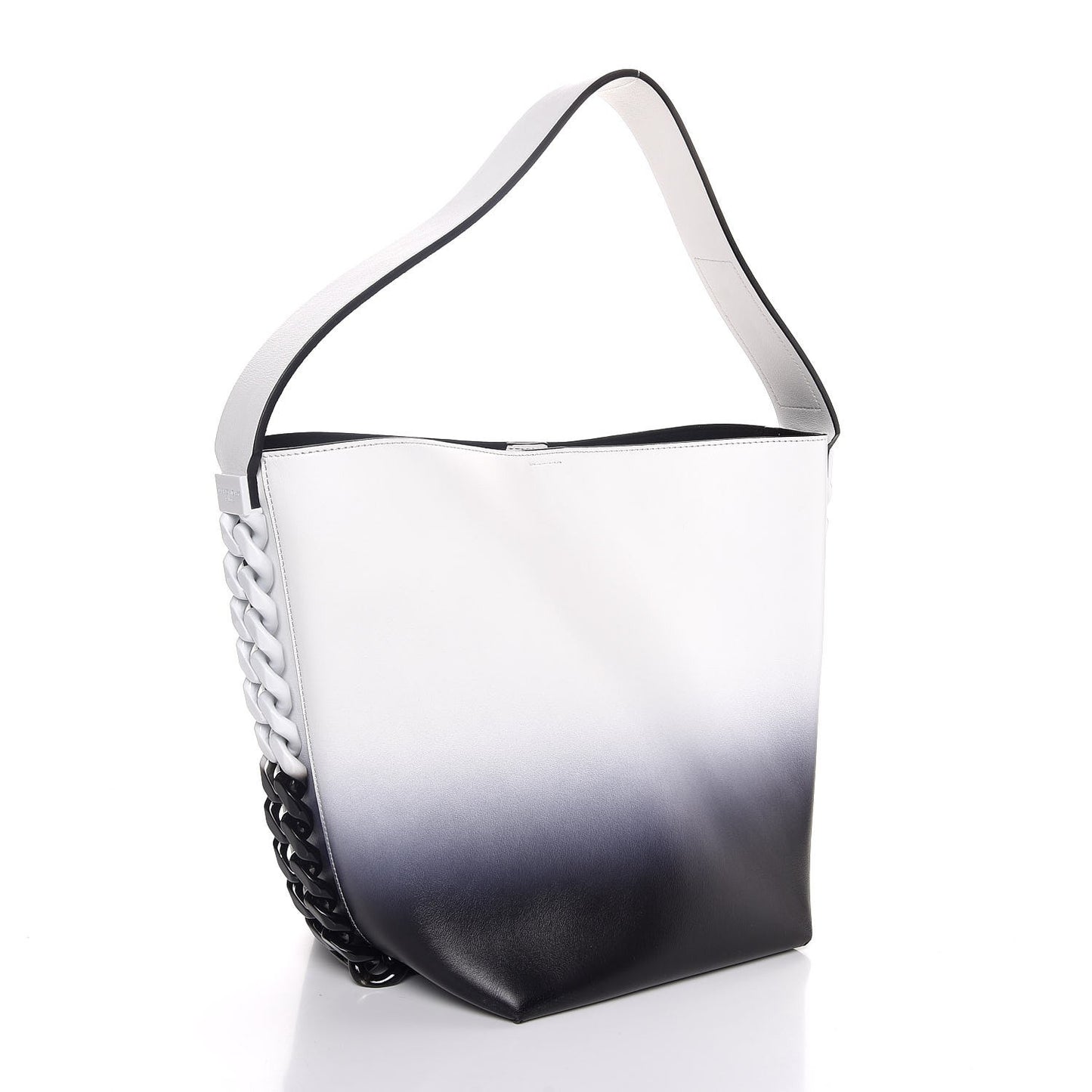 Calfskin Degrade Infinity Bucket Bag Black White