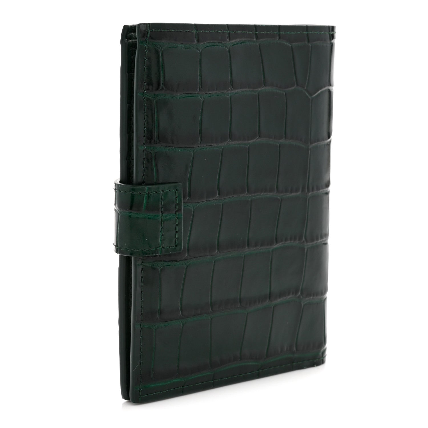 Chanel Calfskin Crocodile Embossed Crococo Passport Holder Emerald 3 of 8