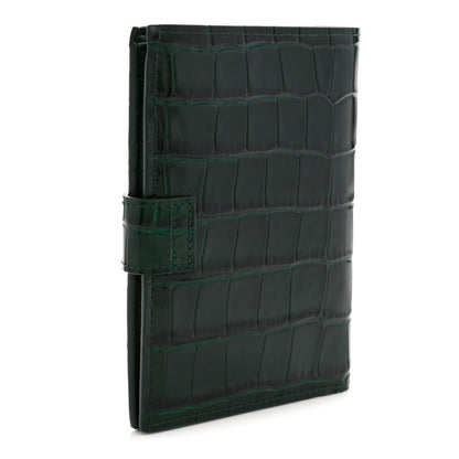 Chanel Calfskin Crocodile Embossed Crococo Passport Holder Emerald 3 of 8