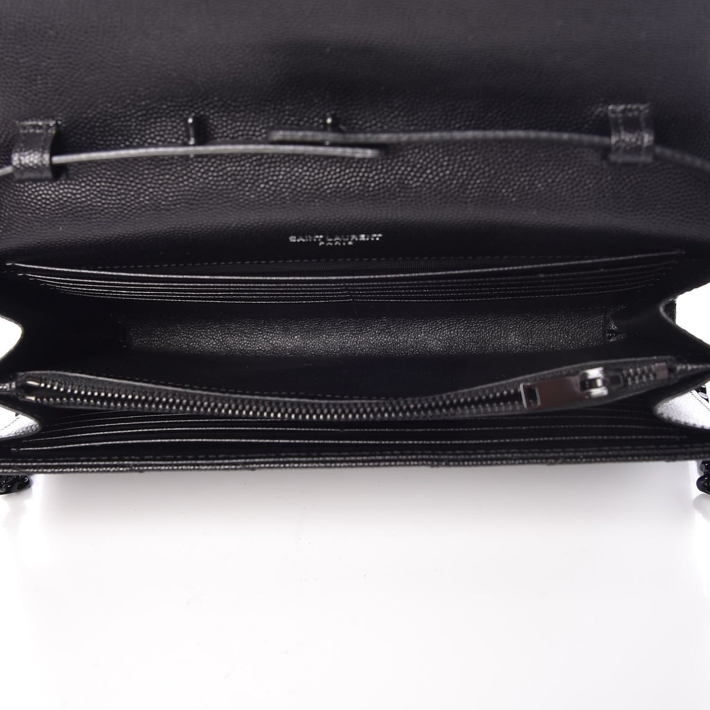 Grain De Poudre Matelasse Chevron Monogram Chain Wallet Black