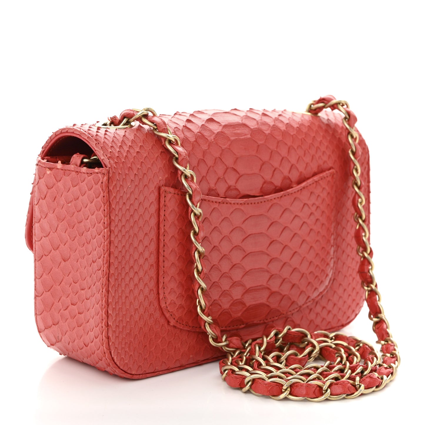 Snakeskin Mini Rectangular Flap Red