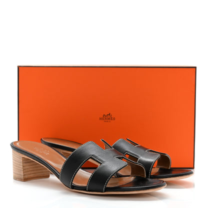 Hermes Calfskin Oasis Sandals 38.5 Black 12 of 12