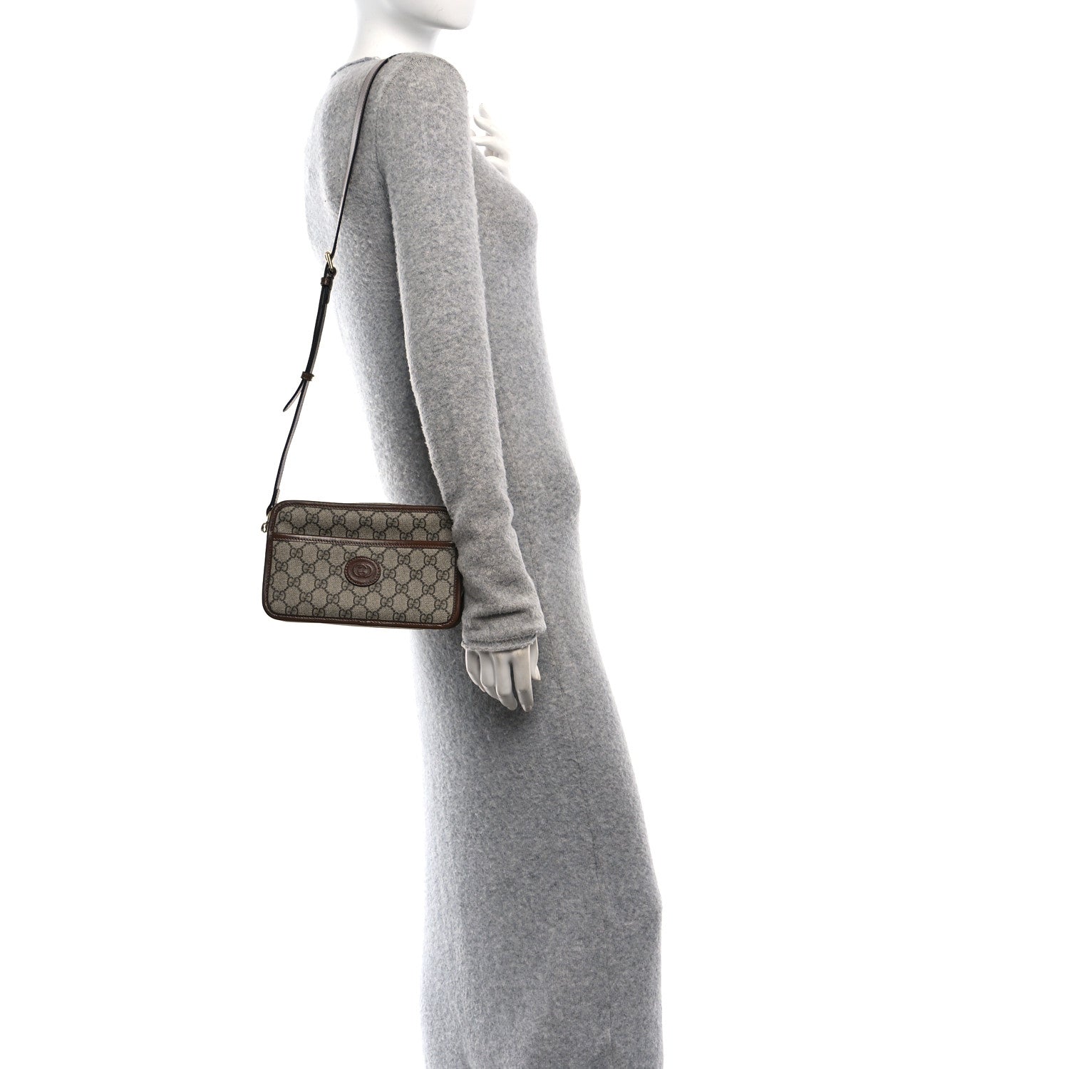 Gucci GG Supreme Monogram Azalea Calfskin Mini Retro Interlocking G Shoulder Bag Beige Ebony Brown Sugar 2 of 10