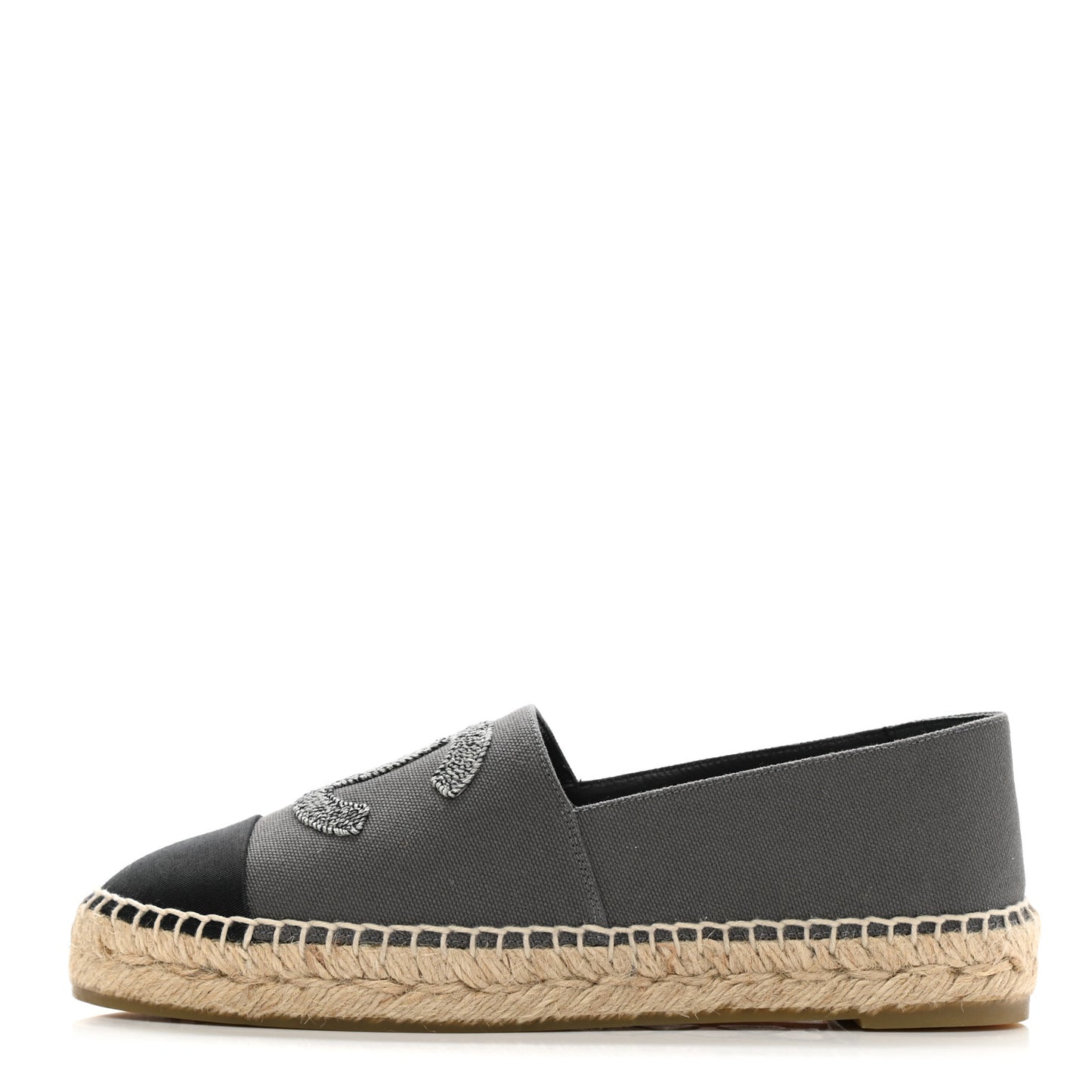 Canvas Grosgrain CC Espadrilles 38 Grey Black