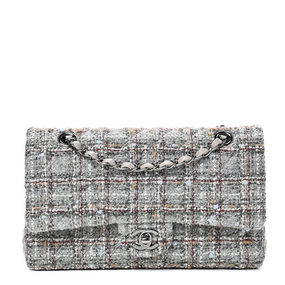 Chanel Tweed Quilted Medium Double Flap Grey Multicolor 1 of 11
