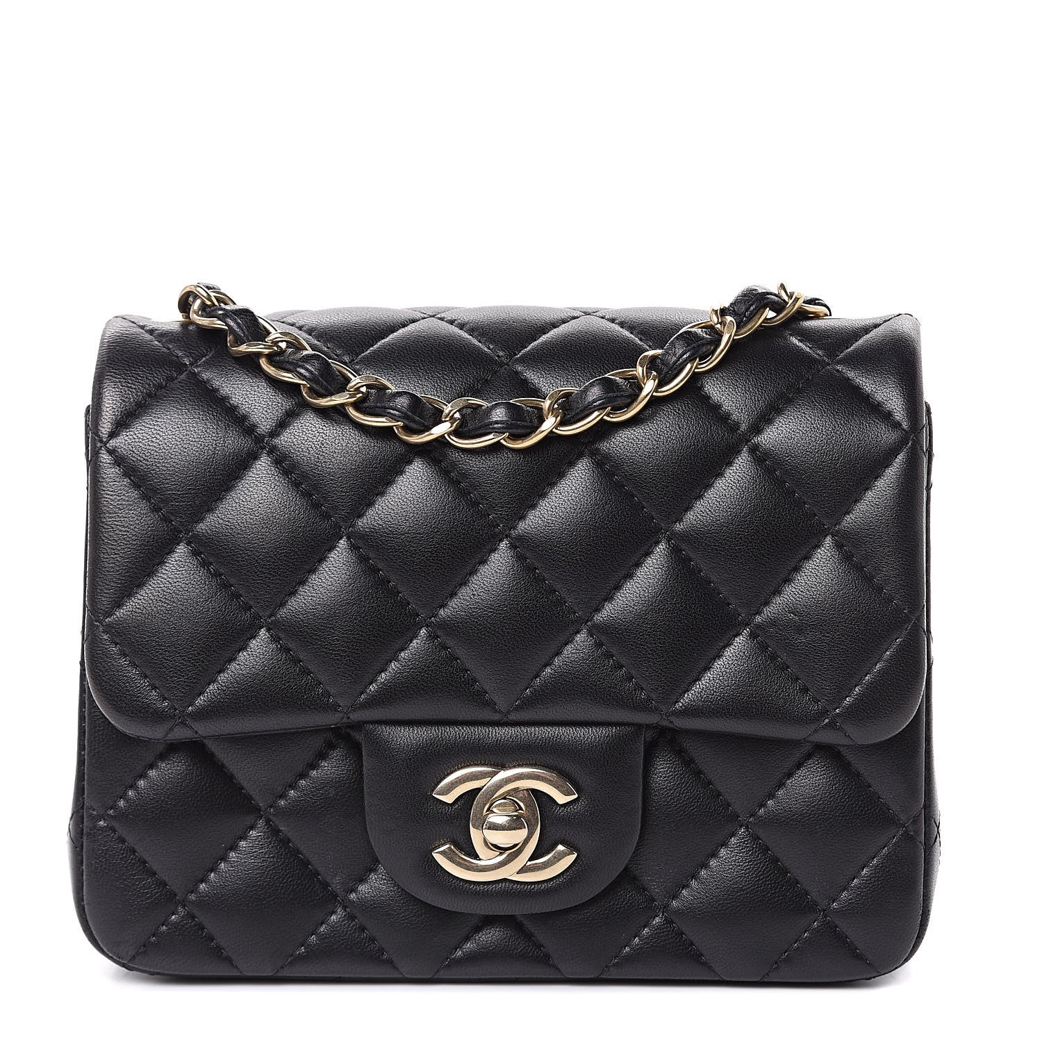 Chanel Lambskin Quilted Mini Square Flap Black 1 of 12